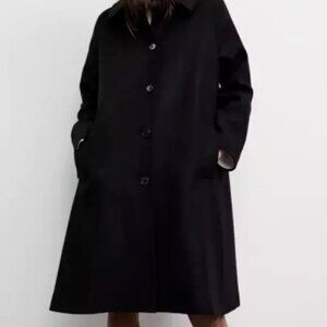 Gorgeous Zara Trapeze Wool Swing Coat - Black, Large
